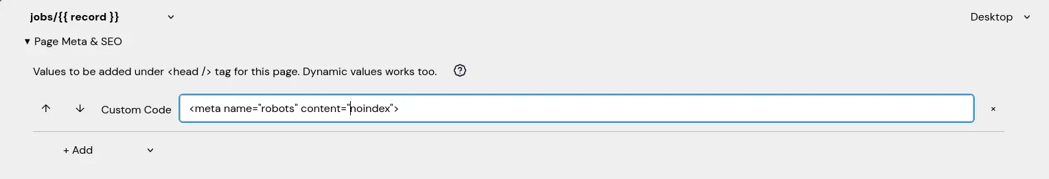 Meta Custom Field Static value